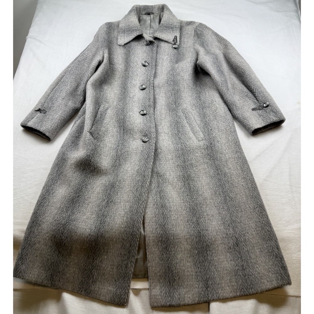 Vintage Women's Maureen Mohair Wool Blend Coat Long Gray Size 42 (L/XL)